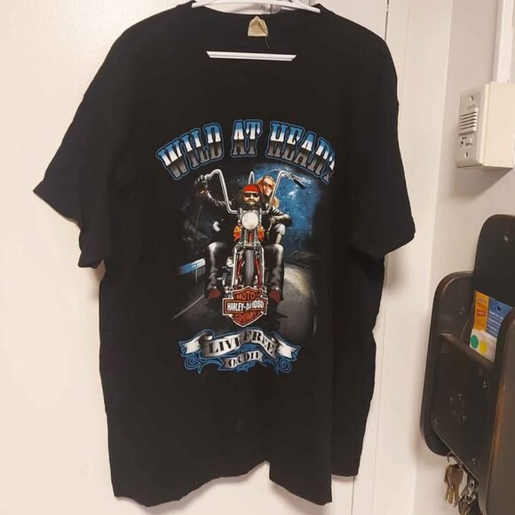 2XL 2TG Vintage Harley Davidson t-shirt chandail shirt WILD AT HEART on ideal la - Picture 1 of 4